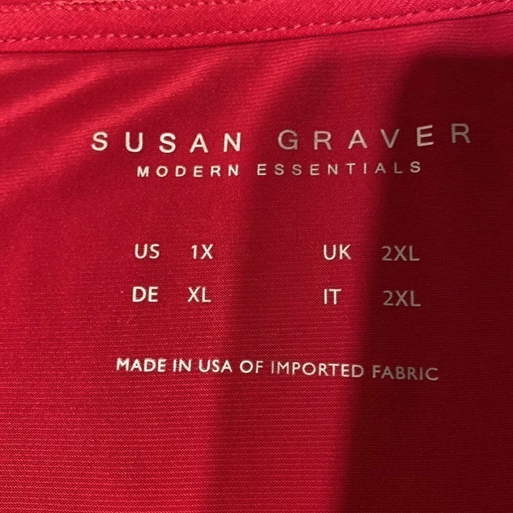 R Susan Graver Casual Dark Pink Shirt Sleeve Stretch Plus Size Top 1x. Euc — image 3 of 3